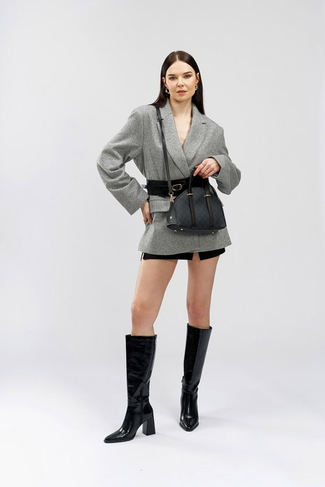Lucky Bees Bolso de Mano Negro y Gris Lucky Bees Bolso de Mano Negro y Gris